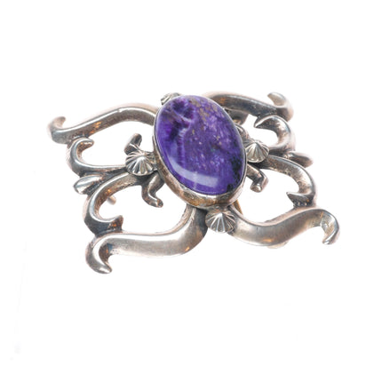 Chimney Butte Navajo sterling silver purpurite cast belt buckle