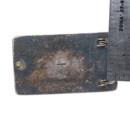 c1960's Vintage Navajo sterling silver 2 stone turquoise belt buckle