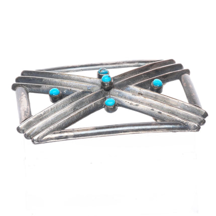 Vintage Raymond Delgarito Navajo sterling silver snake eye turquoise belt buckle