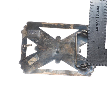 Vintage Raymond Delgarito Navajo sterling silver snake eye turquoise belt buckle