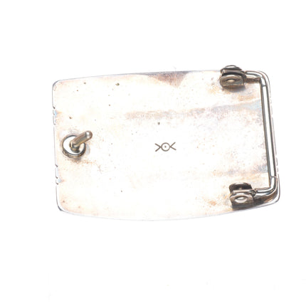 14k gold/Sterling silver Norbert Peshlakai Navajo Italian coral belt buckle