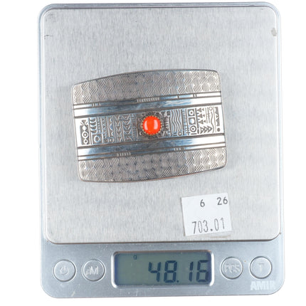 14k gold/Sterling silver Norbert Peshlakai Navajo Italian coral belt buckle