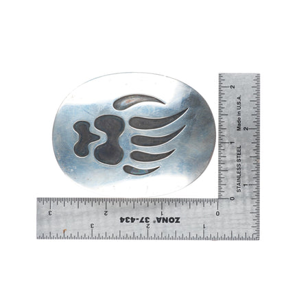 RL Guerro Dine/Navajo sterling silver bear paw belt buckle