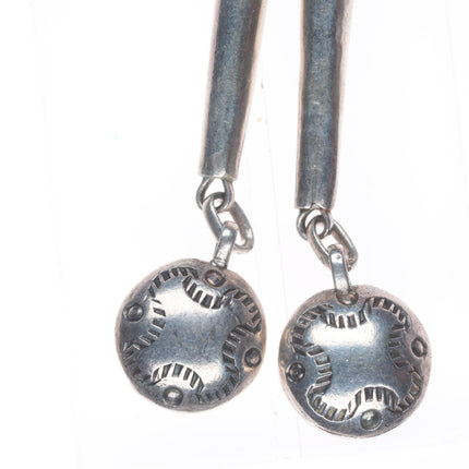 Big Vintage RBA Navajo sterling silver bolo tie with fancy tips and turquoise