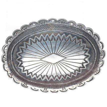 Orville Tsinnie Navajo Large Vintage sterling silver stamped concho belt buckle
