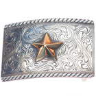 14k gold/sterling silver Hollywood classics Texas star hand engraved belt buckle