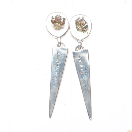 Calvin Begay Navajo sterling silver spiny oyster, lapis, turquoise earrings