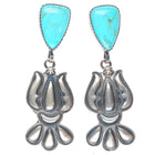 Vintage Navajo sterling silver turquoise bump out stamped long dangle earrings