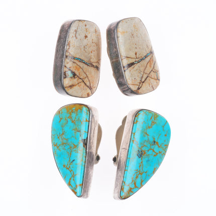 Michael Slim Navajo high grade/boulder turquoise sterling silver  earrings