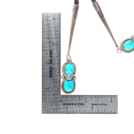 vintage Effie Calavaza Zuni sterling silver turquoise nugget snakes bolo tie