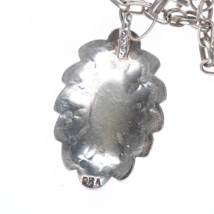 Vintage Navajo/Southwestern sterling silver link necklace/turquoise pendant