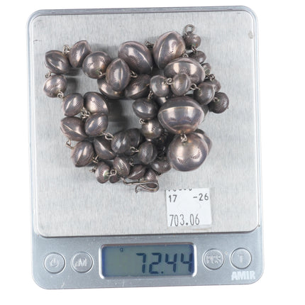 25" Vintage handmade Navajo pearls hand stamped beaded necklace