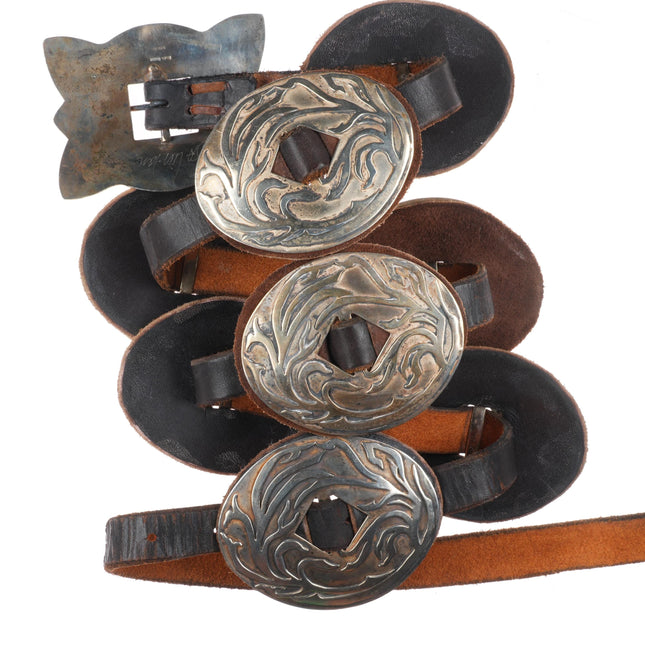 Linda Linton Southwestern sterling silver vintage large concho belt