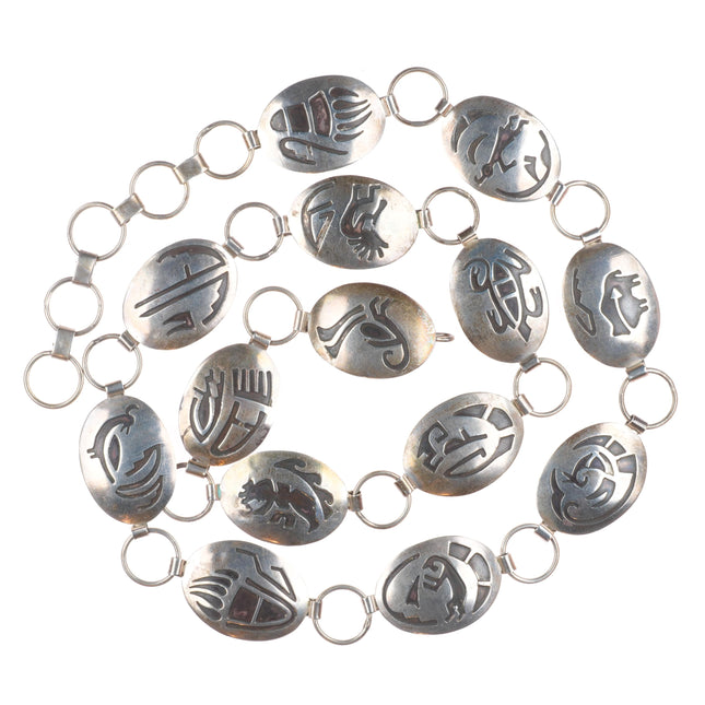 34.5" Vintage Hopi or Navajo sterling silver link concho belt in overlay style