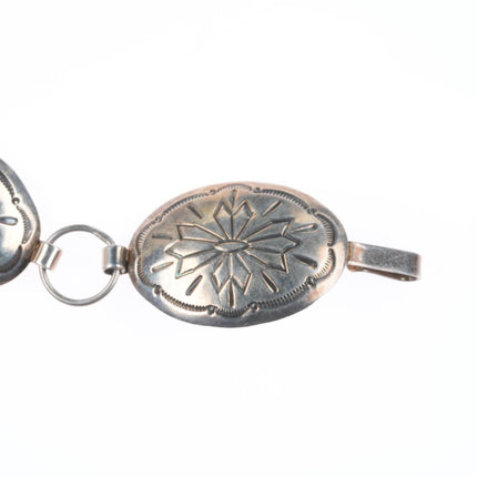 37.5" Vintage JP Navajo/Yellowhorse stamped sterling silver link concho belt