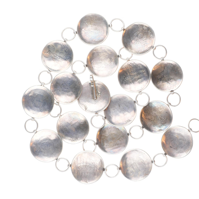 38" Manuel Hoyungowa Hopi Overlay kachina forms sterling silver link concho belt