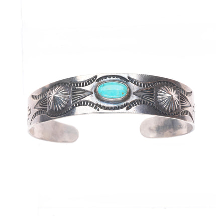 6.25" 30's-40's Fred Harvey era Navajo sterling silver turquoise cuff bracelet