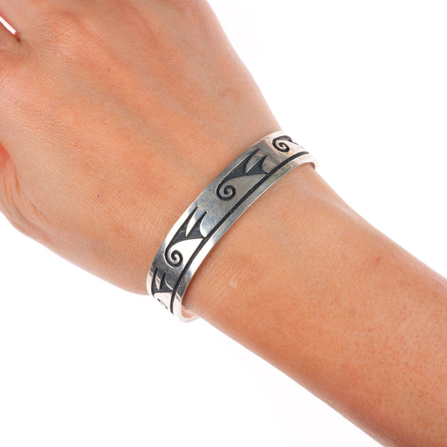 6.5" Ted Wadsworth Hopi overlay cuff bracelet sterling silver