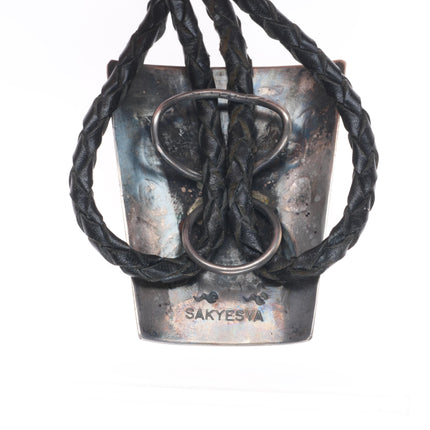 Harry Sakyesva (1921 - 1969) Hopi sterling silver Butterfly bolo tie w/turquoise