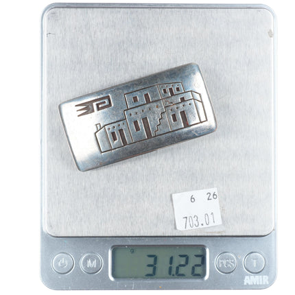 1950's Ted Wadsworth Hopi Mesa Dwellings sterling silver belt buckle