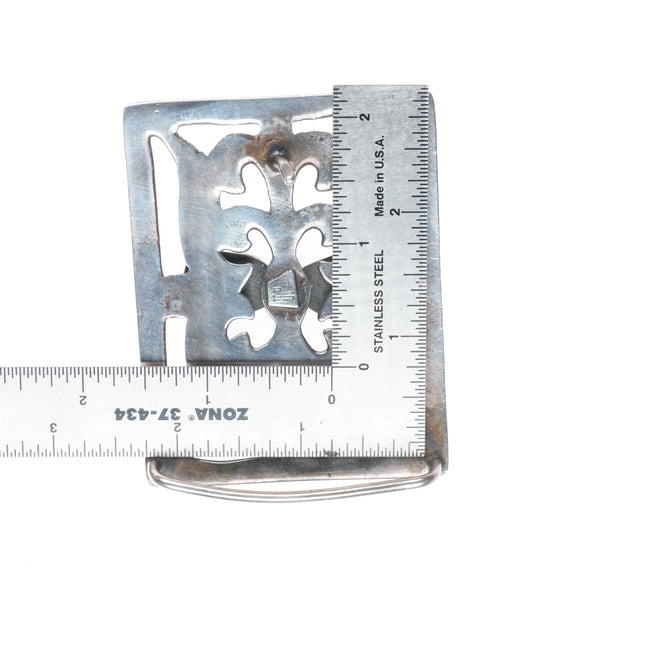 Vintage Zuni or Navajo high grade turquoise cast sterling silver belt buckle