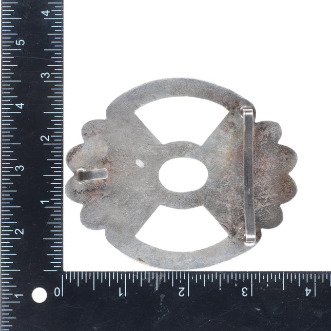 Heavy Vintage Zuni or Navajo cast sterling silver belt buckle