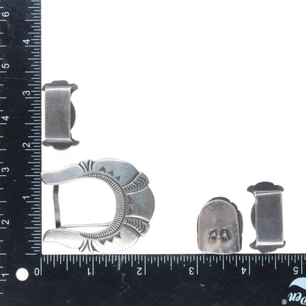 Harry Morgan Navajo sterling silver 1" dee stamped ranger belt buckle set