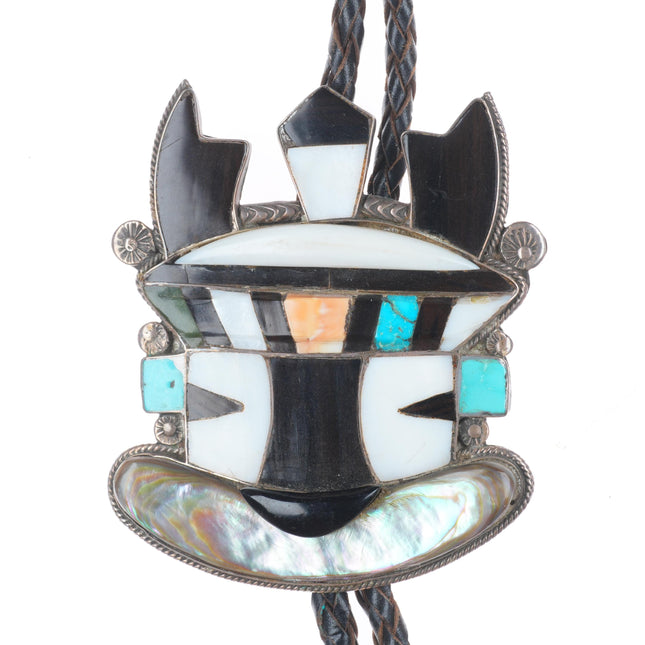 big c1960 c-31 Zuni sterling silver antelope Kachina inlay bolo tie