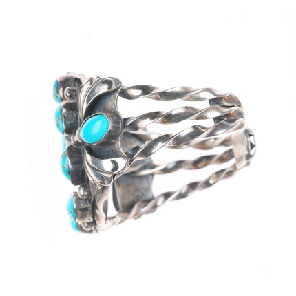 6.2" Helen Ortega Native American sterling silver turquoise cuff bracelet