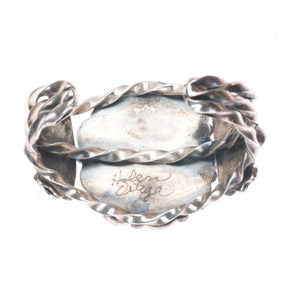6.2" Helen Ortega Native American sterling silver turquoise cuff bracelet