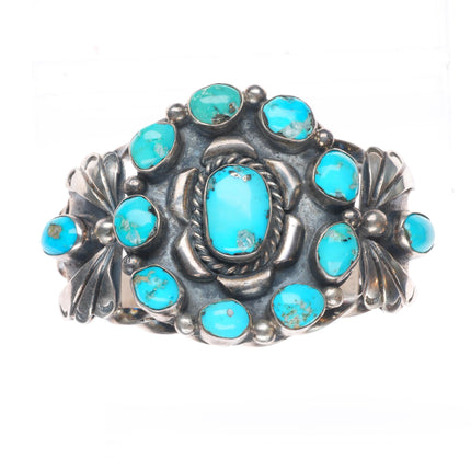 6.2" Helen Ortega Native American sterling silver turquoise cuff bracelet