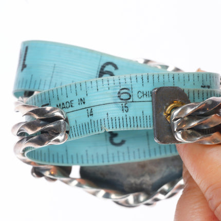 6.2" Helen Ortega Native American sterling silver turquoise cuff bracelet