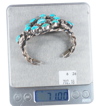 6.2" Helen Ortega Native American sterling silver turquoise cuff bracelet