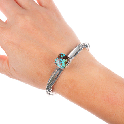 6.3" Derrick Gordon Navajo carinated sterling silver cuff bracelet w/ turquoise