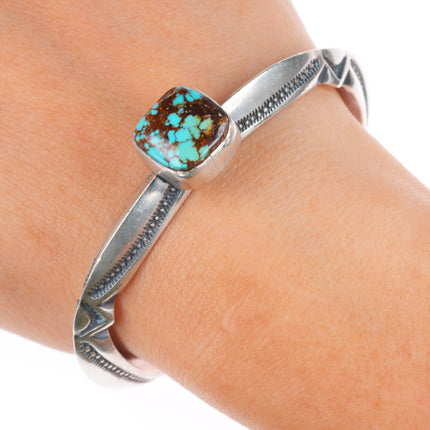 6.3" Derrick Gordon Navajo carinated sterling silver cuff bracelet w/ turquoise