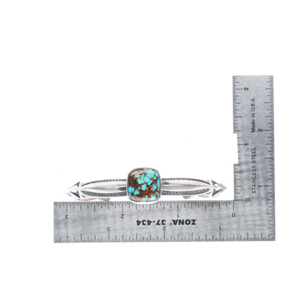 6.3" Derrick Gordon Navajo carinated sterling silver cuff bracelet w/ turquoise