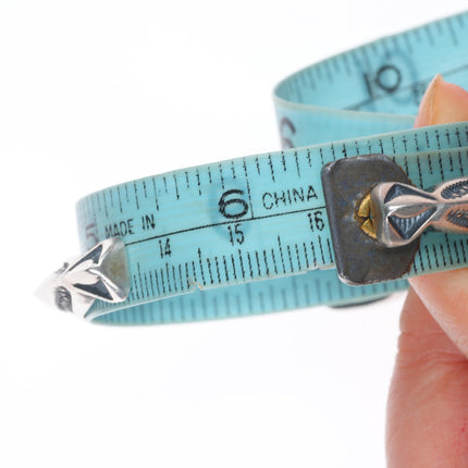 6.3" Derrick Gordon Navajo carinated sterling silver cuff bracelet w/ turquoise