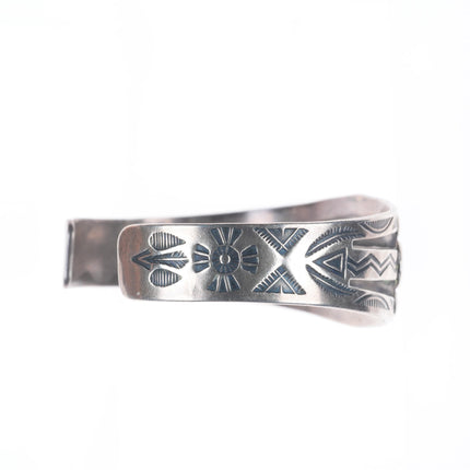 6.3" c1940 Vintage Fred Harvey era sterling silver green turquoise cuff bracelet