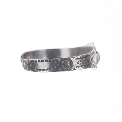 6.3" Vintage Fred Harvey Thunderbird sterling silver turquoise cuff bracelet