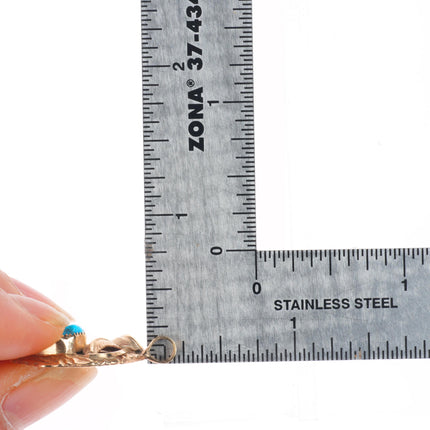 Vintage George & Nusie Henry Navajo 14K Gold  turquoise necklace pendant