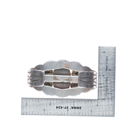 6.8" 1940's Vintage Navajo Cerrillos turquoise sterling silver cuff bracelet