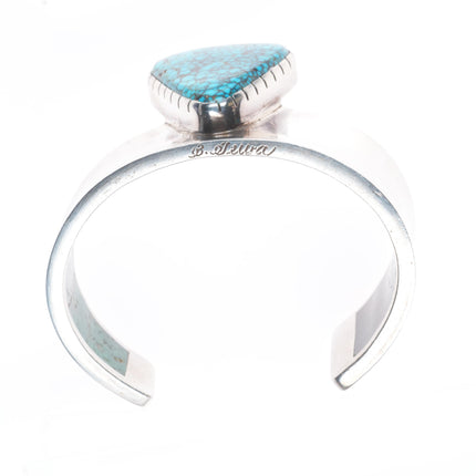 6" Bobby Tewa Hopi inside turquoise/coral inlaid sterling silver cuff bracelet