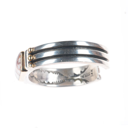 6.1" Orville Tsinnie Navajo 14k gold/Sterling silver Wild Horse cuff bracelet