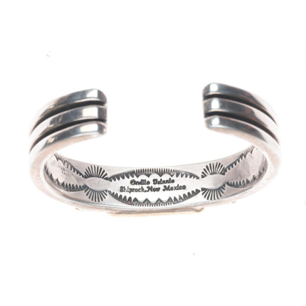6.1" Orville Tsinnie Navajo 14k gold/Sterling silver Wild Horse cuff bracelet