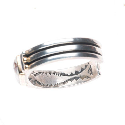 6.1" Orville Tsinnie Navajo 14k gold/Sterling silver Wild Horse cuff bracelet
