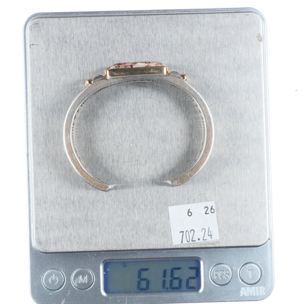 6.1" Orville Tsinnie Navajo 14k gold/Sterling silver Wild Horse cuff bracelet