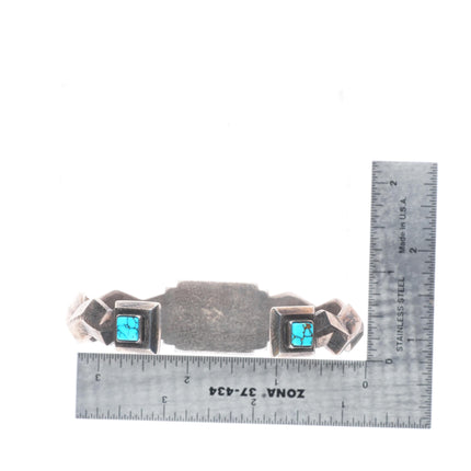 7.4" Native American spiderweb turquoise Tufa Cast sterling silver cuff bracelet