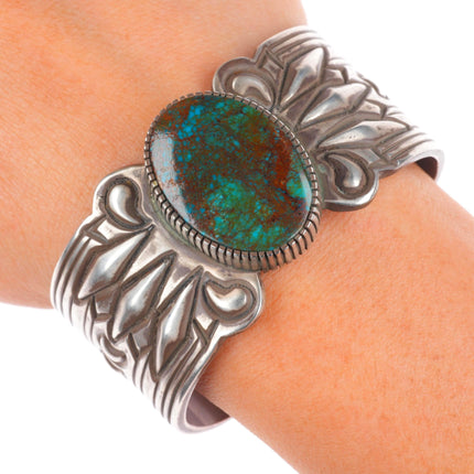 6.1" Gibson Nez Navajo/Apache Sterling silver high grade turquoise cuff bracelet