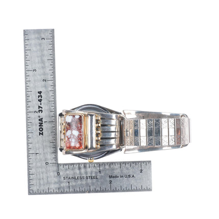 Orville Tsinnie Navajo sterling silver 14k gold Wild Horse watch tips