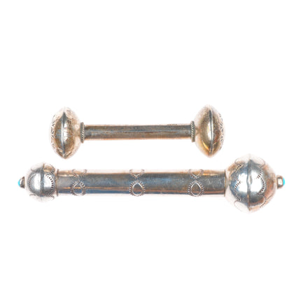 Kirk Smith Navajo & Other sterling silver/turquoise hand stamped baby rattles